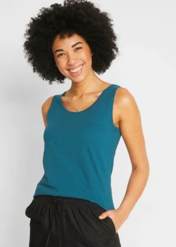 Hot Top de punto de algodón orgánico puro Mujer Camisetas
