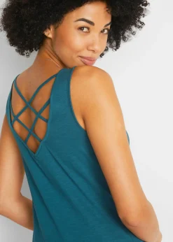 Hot Top de punto de algodón orgánico puro Mujer Camisetas