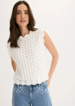 Online Top de punto de algodón puro Mujer Camisetas|Novedades