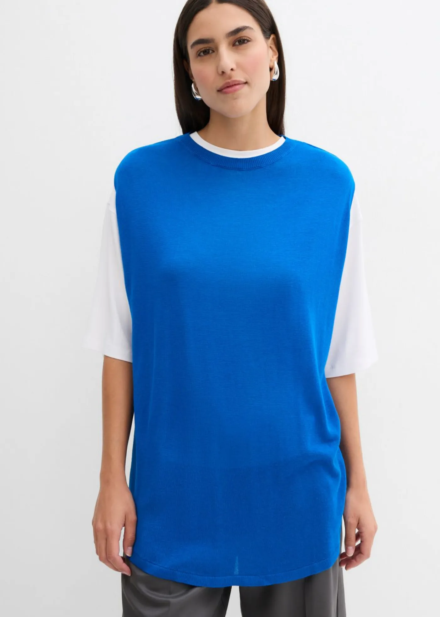 Discount Top de punto de viscosa fina con forma abullonada Mujer Esenciales|Camisetas