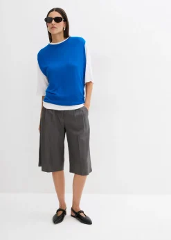 Discount Top de punto de viscosa fina con forma abullonada Mujer Esenciales|Camisetas