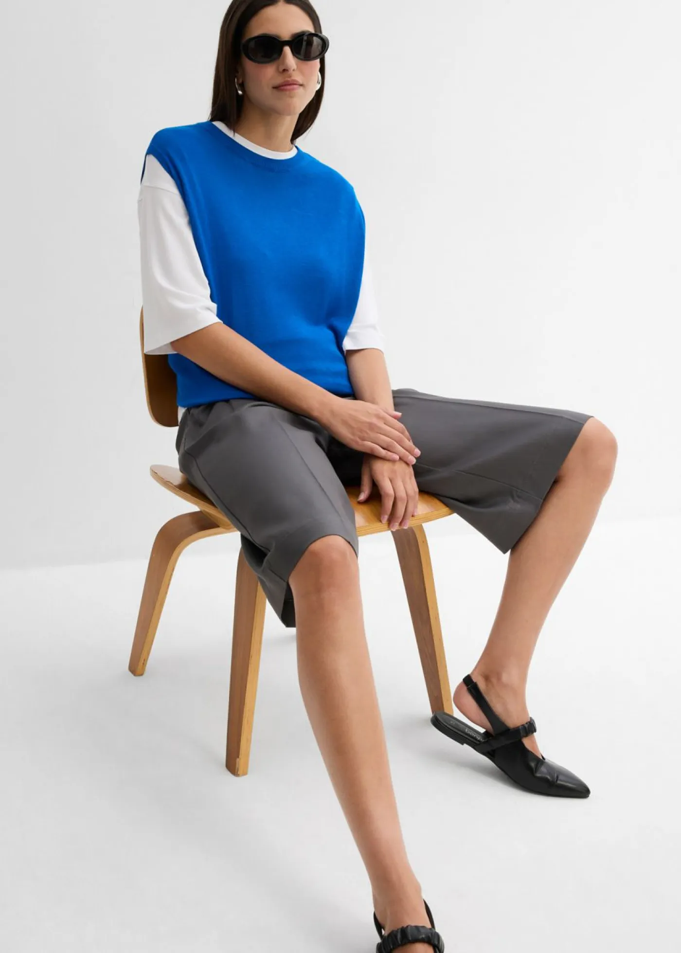 Discount Top de punto de viscosa fina con forma abullonada Mujer Esenciales|Camisetas