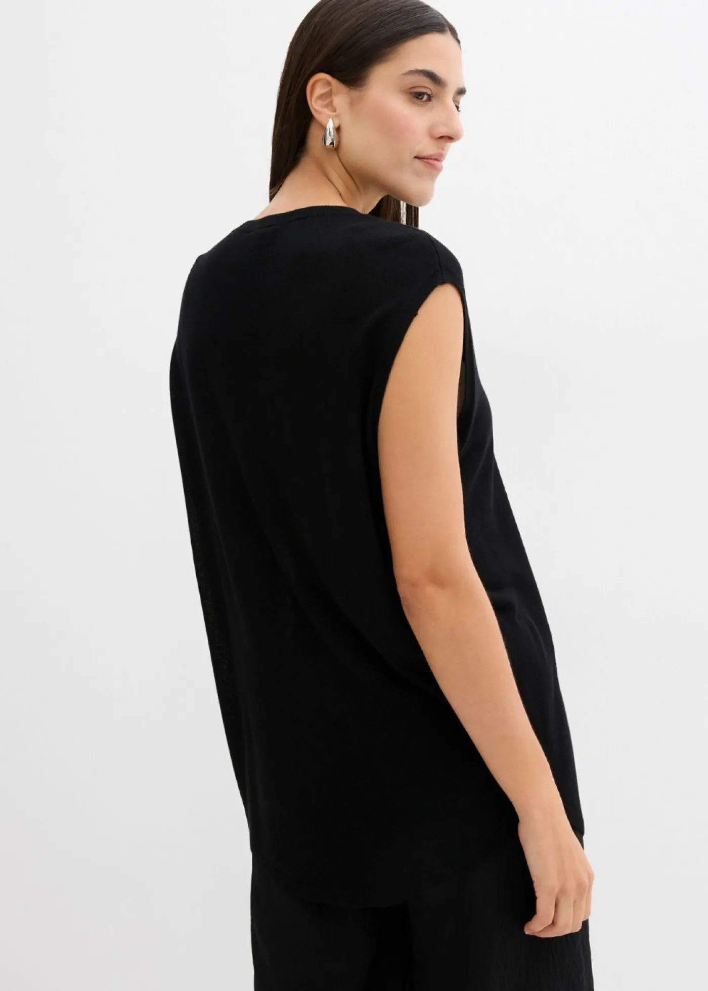 Online Top de punto de viscosa fina con forma abullonada Mujer Esenciales|Camisetas