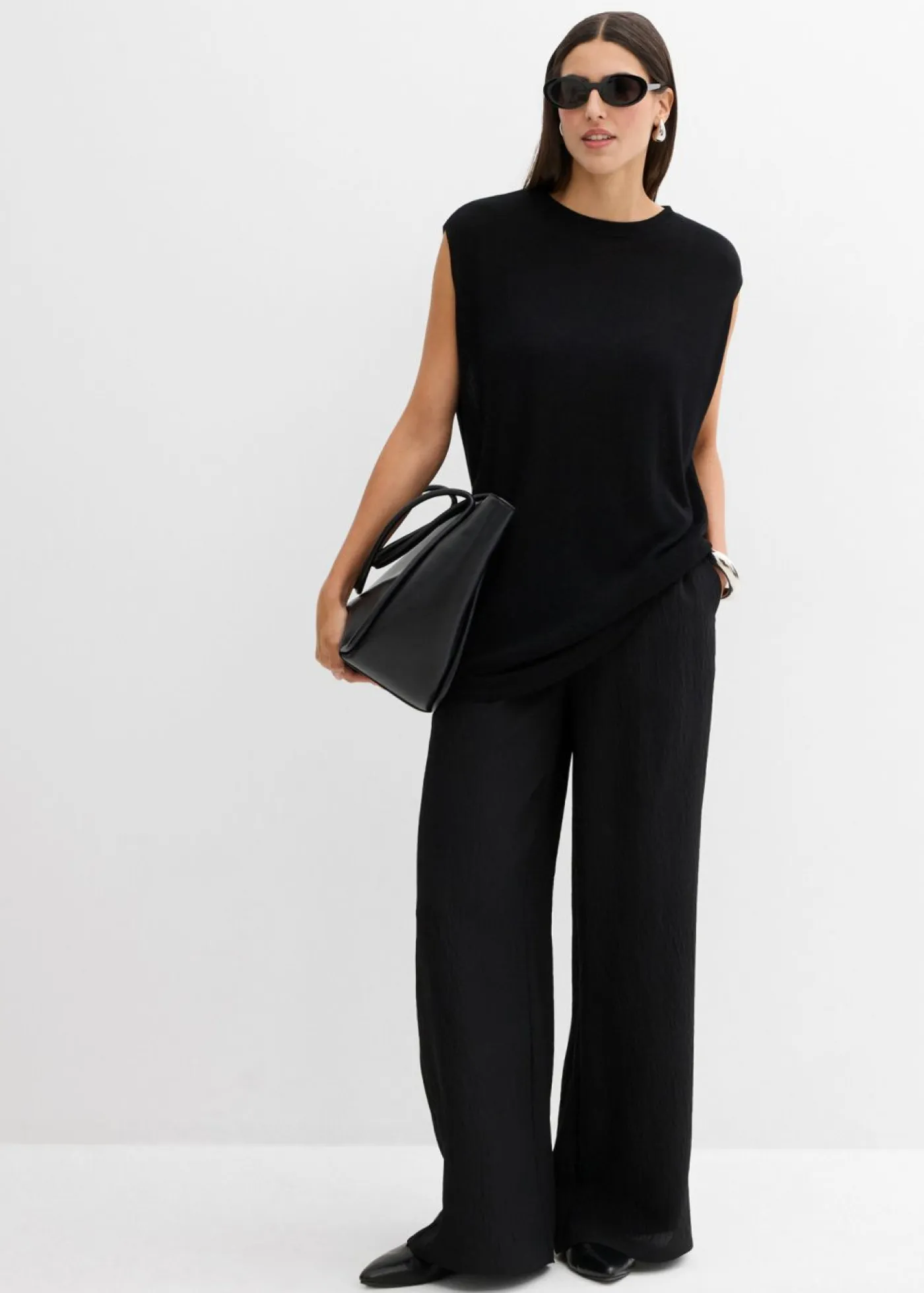 Online Top de punto de viscosa fina con forma abullonada Mujer Esenciales|Camisetas
