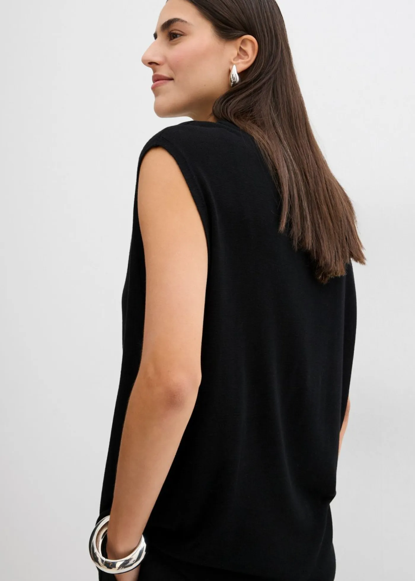 Online Top de punto de viscosa fina con forma abullonada Mujer Esenciales|Camisetas