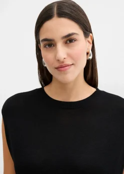 Online Top de punto de viscosa fina con forma abullonada Mujer Esenciales|Camisetas