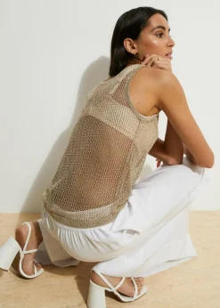 Online Top de punto en suave mezcla de viscosa Mujer Camisetas|Ropa De Punto