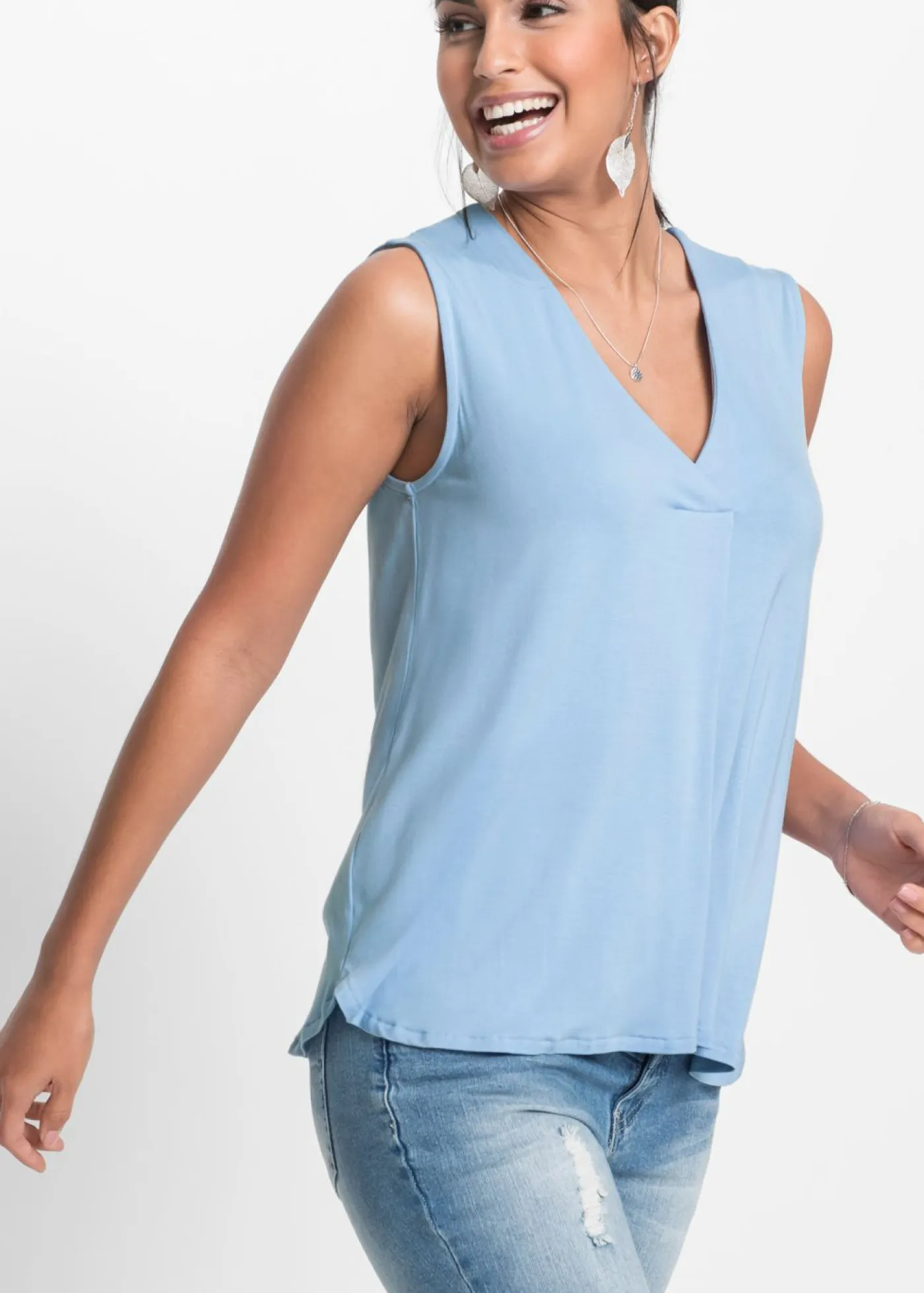 Outlet Top de suave mezcla de viscosa Mujer Camisetas|Novedades
