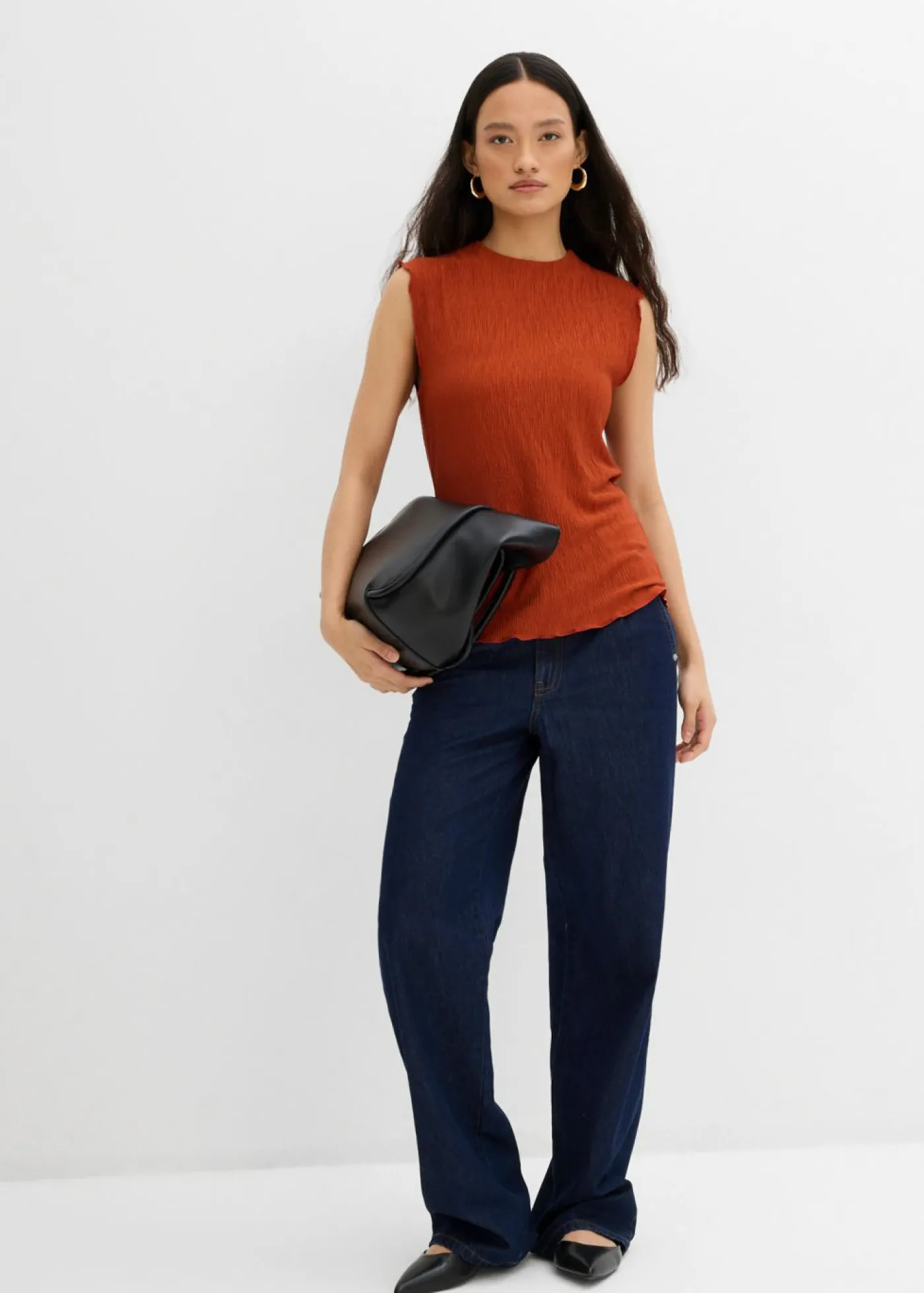 Sale Top de tejido arrugado estructurado Mujer Esenciales|Camisetas