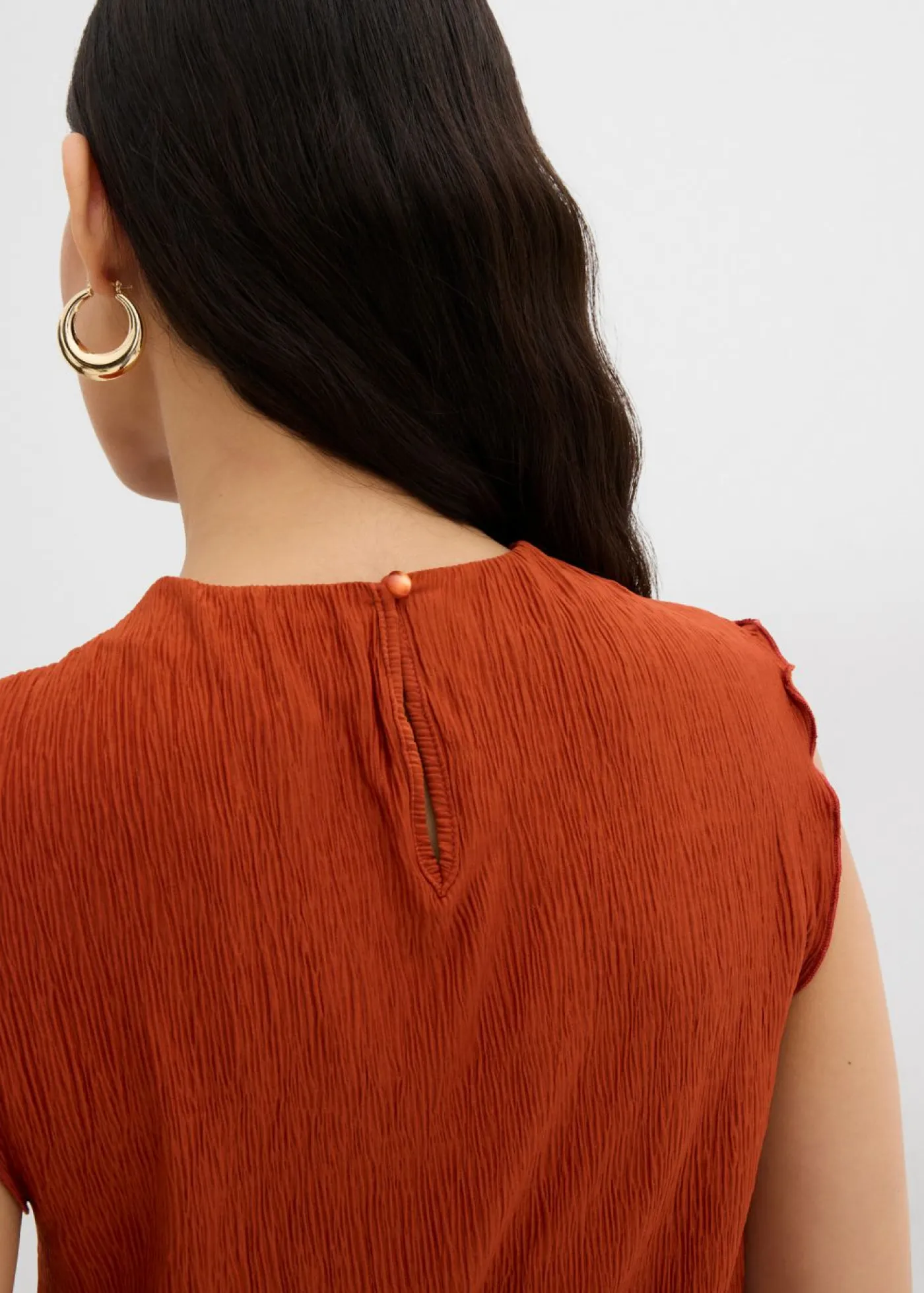 Sale Top de tejido arrugado estructurado Mujer Esenciales|Camisetas