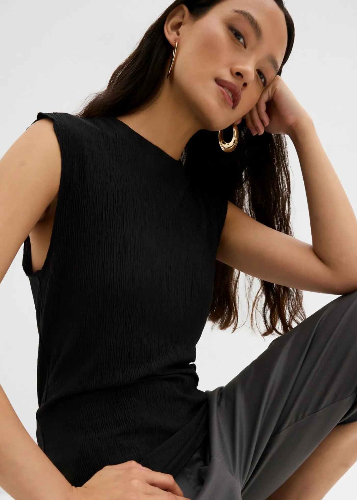 Discount Top de tejido arrugado estructurado Mujer Esenciales|Camisetas