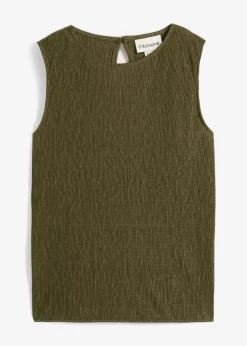Outlet Top de tejido arrugado estructurado Mujer Esenciales|Camisetas