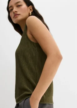 Outlet Top de tejido arrugado estructurado Mujer Esenciales|Camisetas