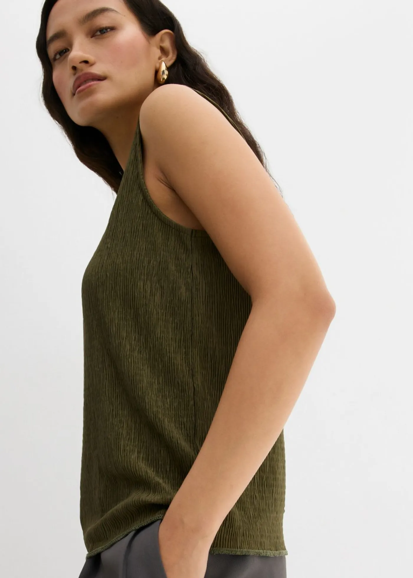 Outlet Top de tejido arrugado estructurado Mujer Esenciales|Camisetas