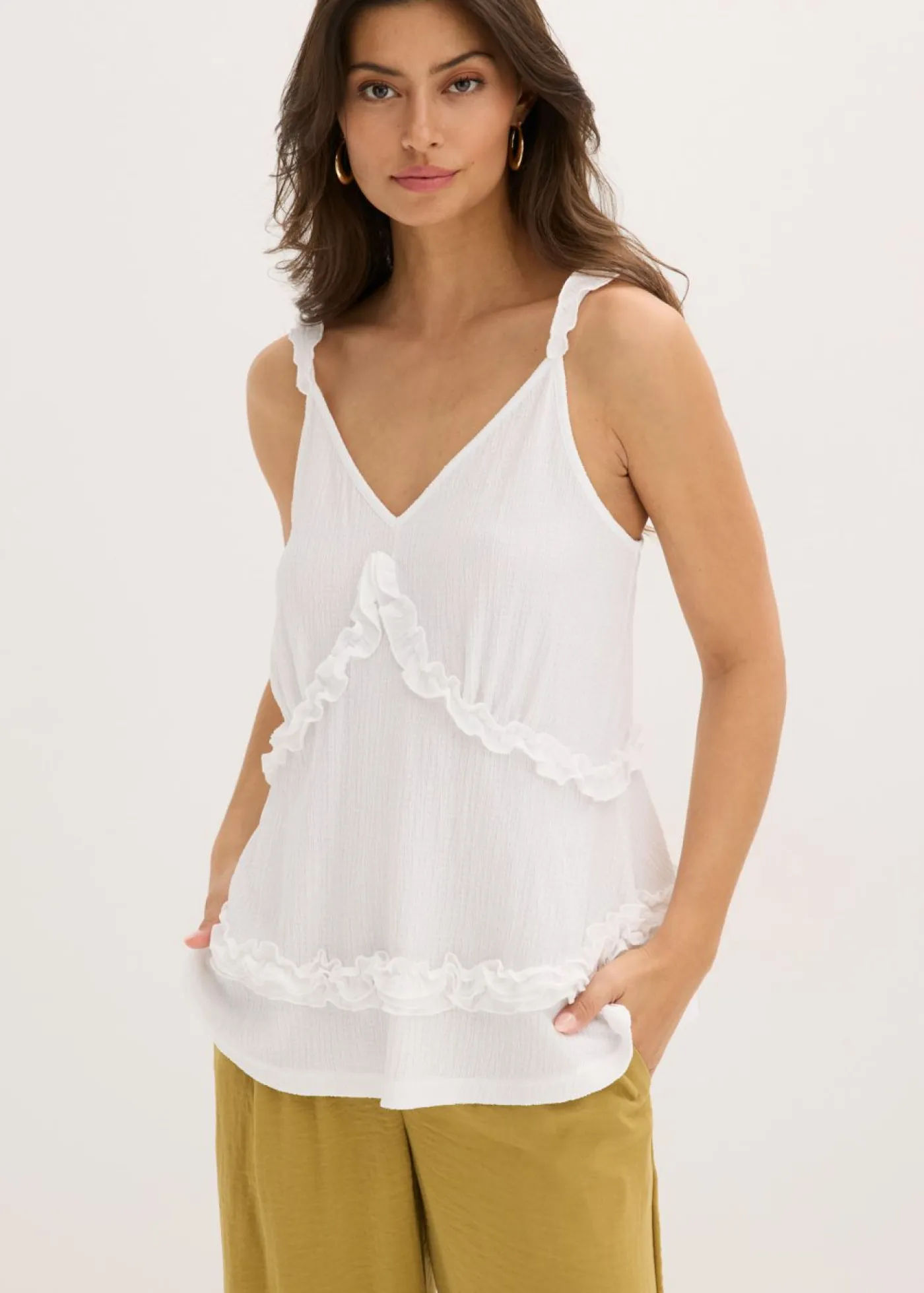 Sale Top de tirantes finos con volantes Mujer Camisetas