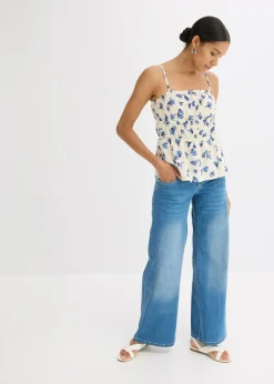 Top de tirantes finos de crepé estructurado Mujer Camisetas