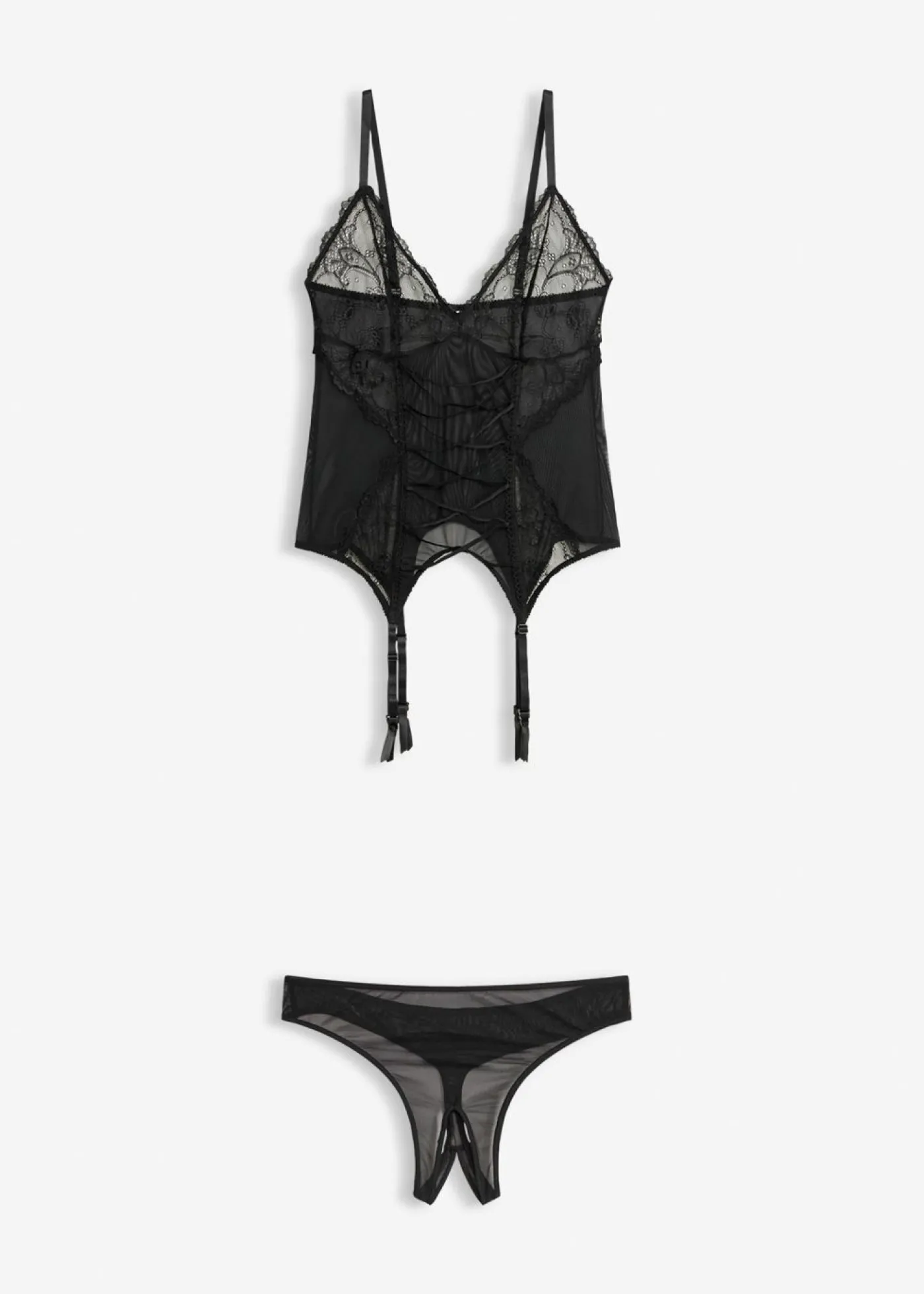 Discount Top de tirantes y tanga con abertura (2 piezas) Mujer Corsés|Lencería