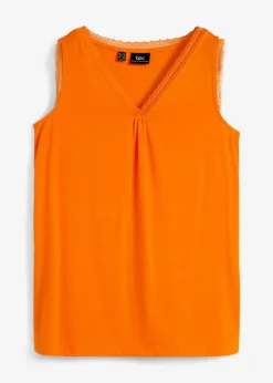 Top de viscosa con encaje Mujer Camisetas