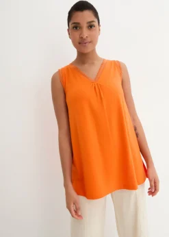 Top de viscosa con encaje Mujer Camisetas
