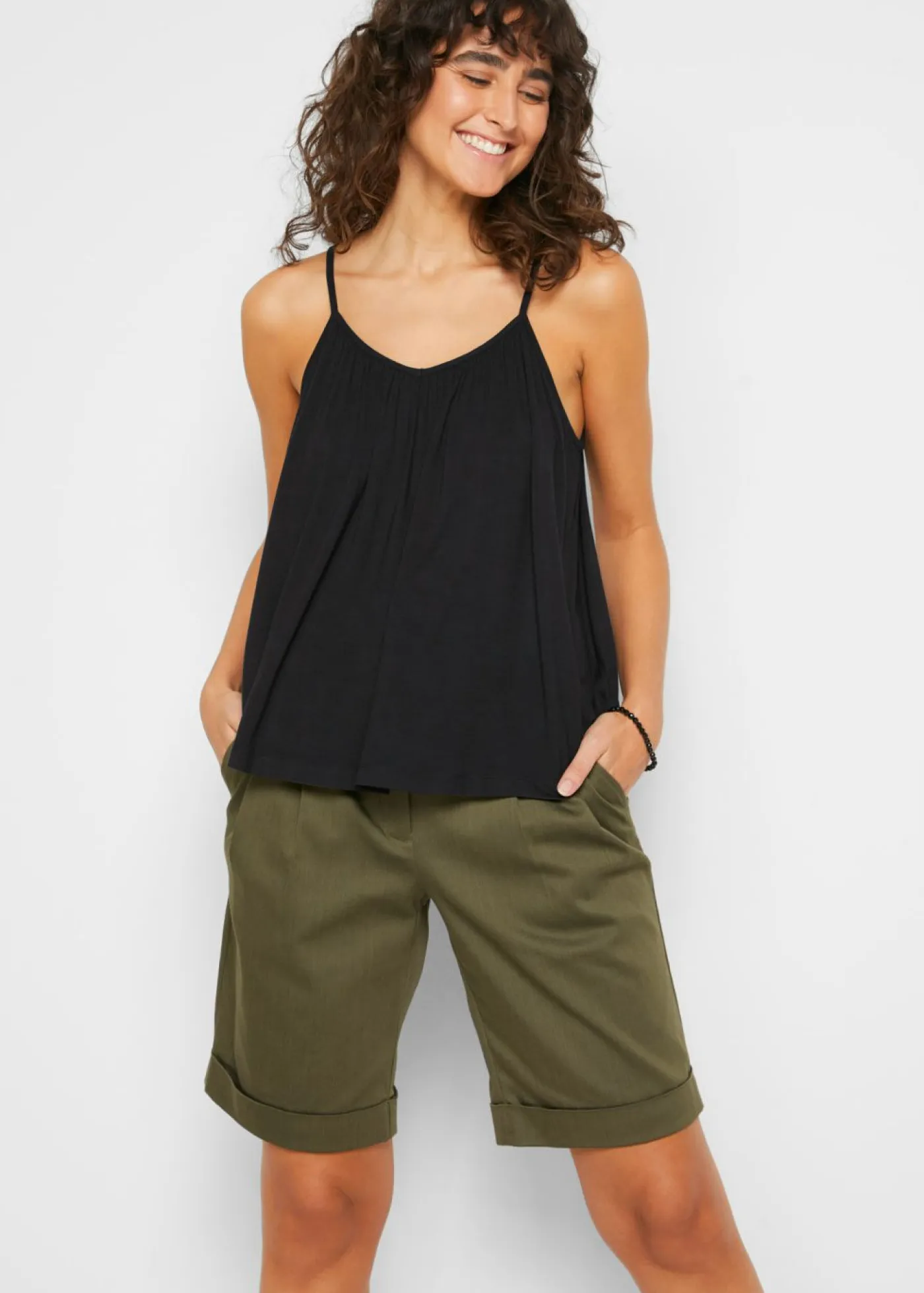 Outlet Top de viscosa fluida con tirantes finos Mujer Camisetas|Novedades