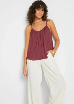 Top de viscosa fluida con tirantes finos Mujer Camisetas|Novedades