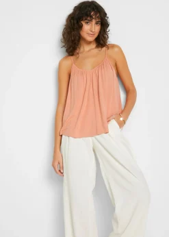 Outlet Top de viscosa fluida con tirantes finos Mujer Camisetas|Novedades