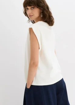 Online Top holgado con inserto de canalé en las mangas Mujer Camisetas
