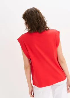 Outlet Top holgado con inserto de canalé en las mangas Mujer Camisetas