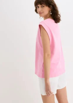 Sale Top holgado con inserto de canalé en las mangas Mujer Camisetas