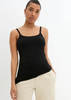 Outlet Top largo con tirantes finos de algodón (2 unidades) Mujer Camisetas Interiores|Básicos