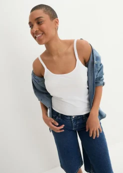 Online Top largo con tirantes finos de algodón (2 unidades) Mujer Camisetas Interiores|Básicos