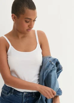 Online Top largo con tirantes finos de algodón (2 unidades) Mujer Camisetas Interiores|Básicos