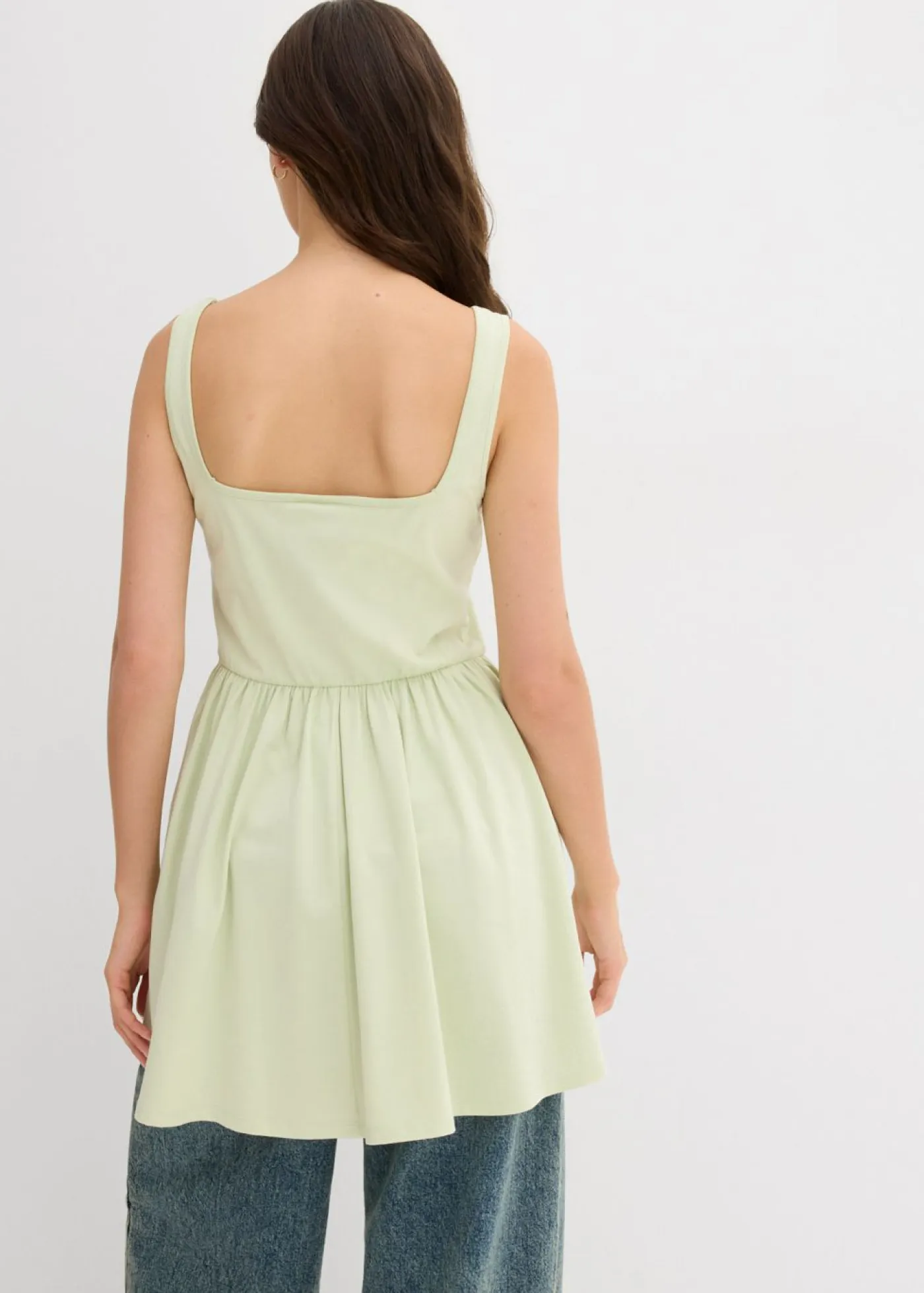 Sale Top largo de mezcla de algodón elástico Mujer Camisetas