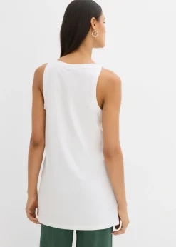 Clearance Top largo de mezcla de algodón elástico Mujer Esenciales|Camisetas