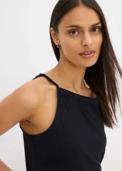 Clearance Top largo de mezcla de algodón elástico Mujer Esenciales|Camisetas