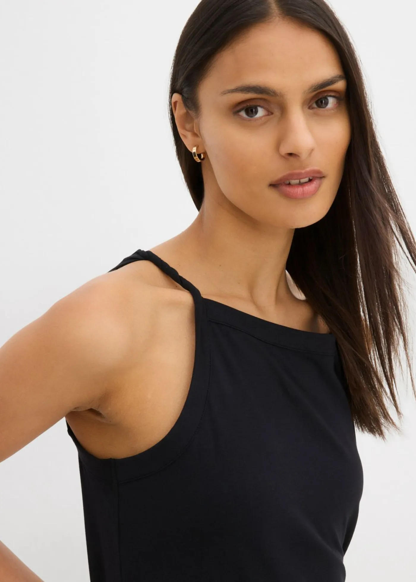 Clearance Top largo de mezcla de algodón elástico Mujer Esenciales|Camisetas