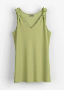 New Top largo en mezcla de viscosa y lino Mujer Camisetas