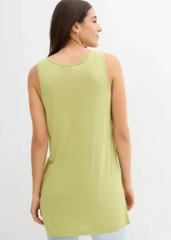New Top largo en mezcla de viscosa y lino Mujer Camisetas