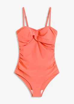 Hot Traje de baño con efecto moldeador medio y aspecto cruzado Mujer Vestidos Moldeadores|Bañadores