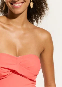Hot Traje de baño con efecto moldeador medio y aspecto cruzado Mujer Vestidos Moldeadores|Bañadores