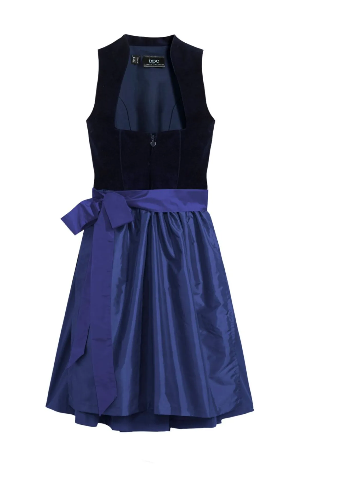 Traje tirolés con corpiño de terciopelo y delantal de satén (2 piezas) Mujer Vestidos