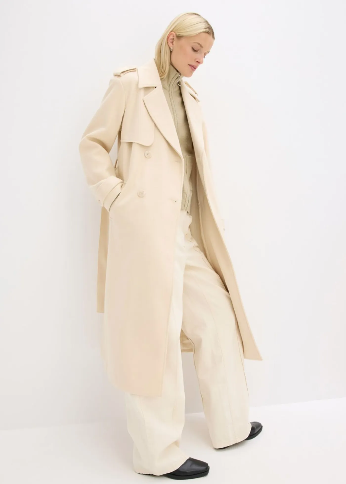 Hot Trenca con aspecto de lana Mujer Chaquetas Y Abrigos