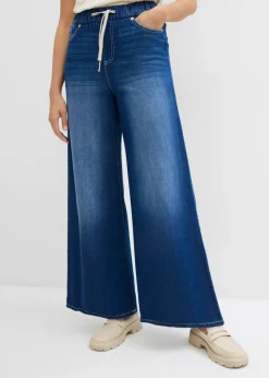 Clearance Vaqueros anchos de talle medio con cinturilla cómoda Mujer Vaqueros