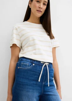 Clearance Vaqueros anchos de talle medio con cinturilla cómoda Mujer Vaqueros