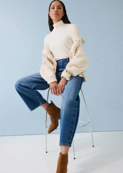 Hot Vaqueros barrel, high waist, cropped Mujer Vaqueros