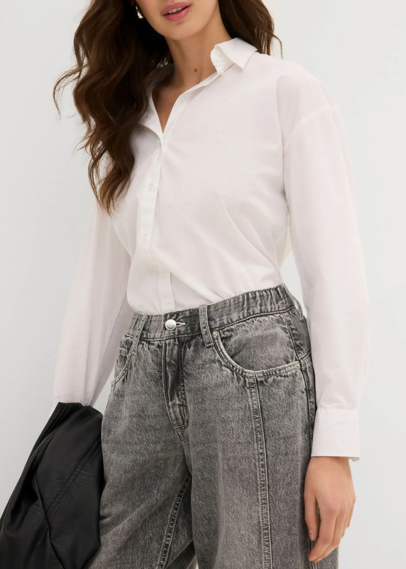 Vaqueros barrel, mid waist, low stretch, cropped Mujer Vaqueros