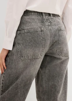 Vaqueros barrel, mid waist, low stretch, cropped Mujer Vaqueros