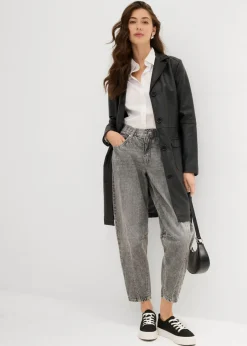 Vaqueros barrel, mid waist, low stretch, cropped Mujer Vaqueros