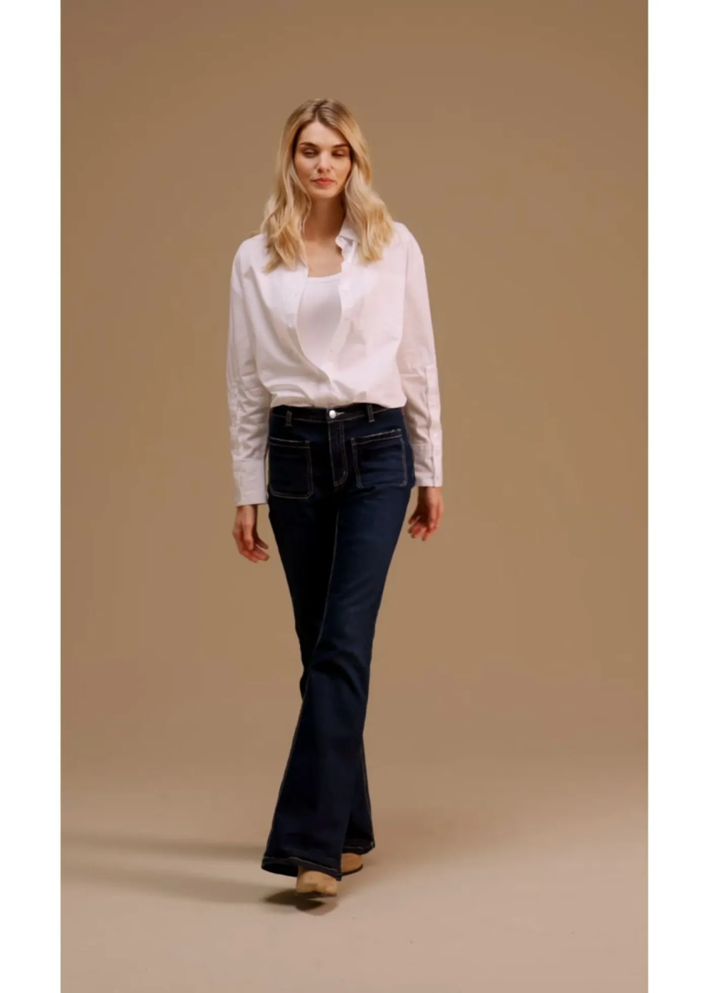 Discount Vaqueros bootcut, high waist, largo completo y elásticos Mujer Tallas Pequeñas|Vaqueros