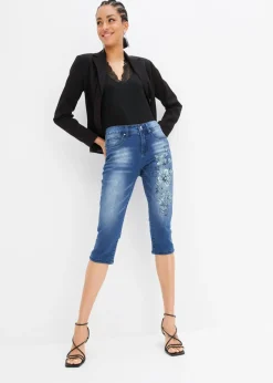 Outlet Vaqueros capri con estampado de mariposas Mujer Vaqueros